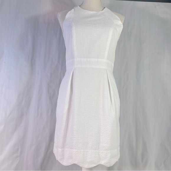 Lauren James Landry Seersucker White Sleeveless Fit & Flare Cut Out Back Dress S - Picture 3 of 10